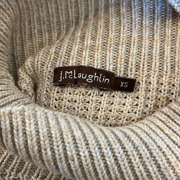 J. McLaughlin Waffle Mock Neck Sweater Oatmeal Beige XS - Picture 4 of 4
